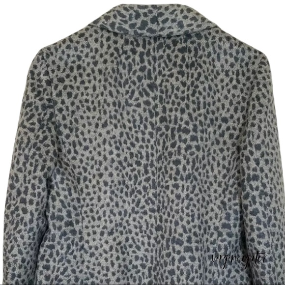 Ann Taylor Loft Gray Leopard Print Wool Blend Lined Fitted Button Blazer Jacket - Picture 9 of 10